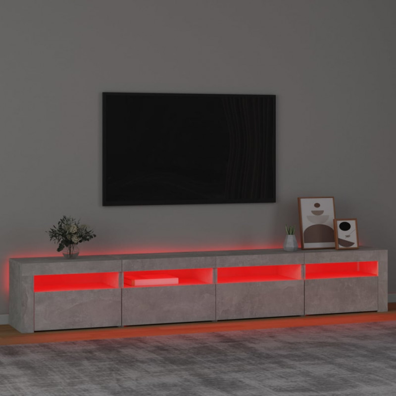 Szafka pod TV z oświetleniem LED, szarość betonu, 240x35x40 cm