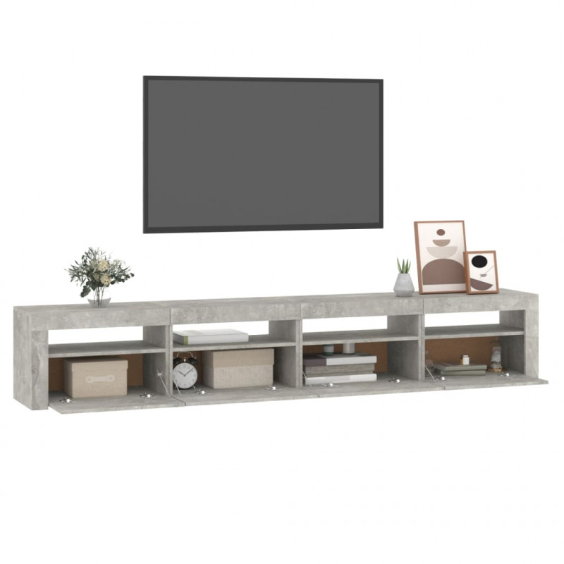 Szafka pod TV z oświetleniem LED, szarość betonu, 240x35x40 cm