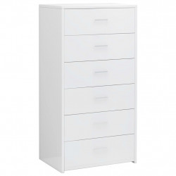 Komoda z 6 szufladami, wysoki połysk, biała, 50x34x96 cm