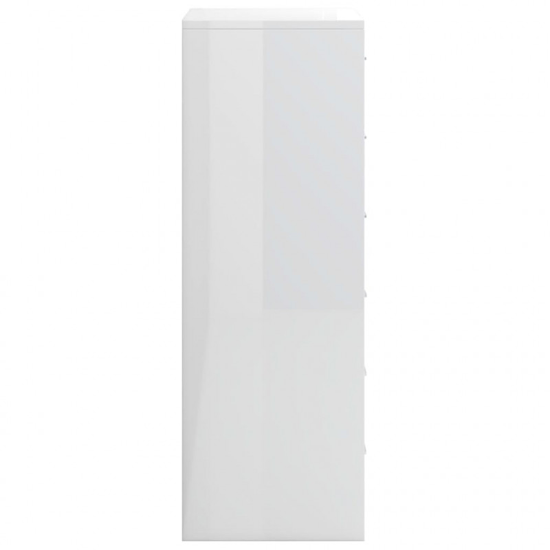 Komoda z 6 szufladami, wysoki połysk, biała, 50x34x96 cm