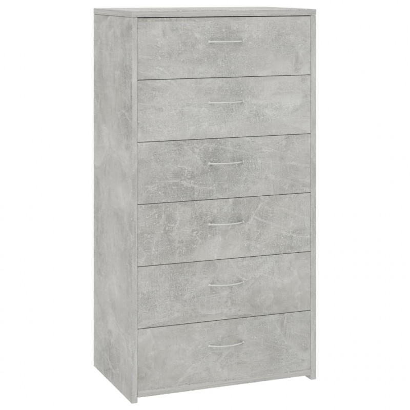 Komoda, 6 szuflad, betonowa szarość, 50x34x96 cm