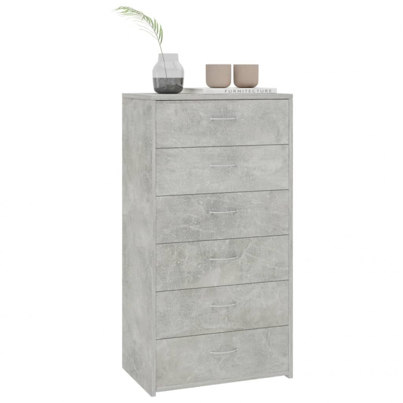 Komoda, 6 szuflad, betonowa szarość, 50x34x96 cm