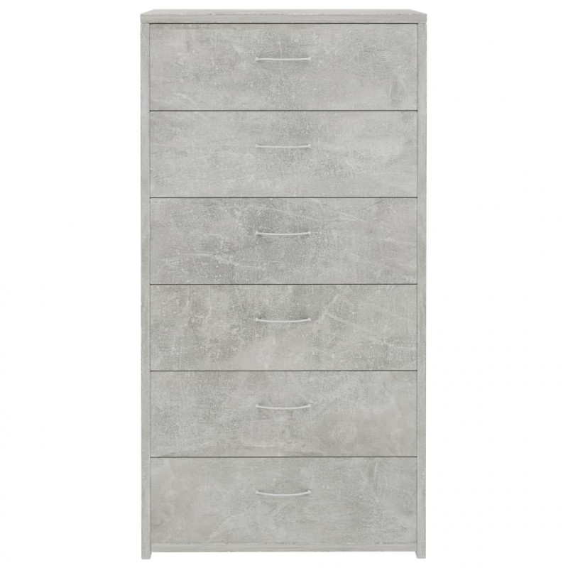 Komoda, 6 szuflad, betonowa szarość, 50x34x96 cm