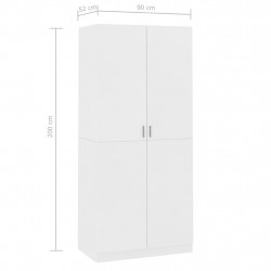 Szafa, biała, 90x52x200 cm, materiał drewnopochodny