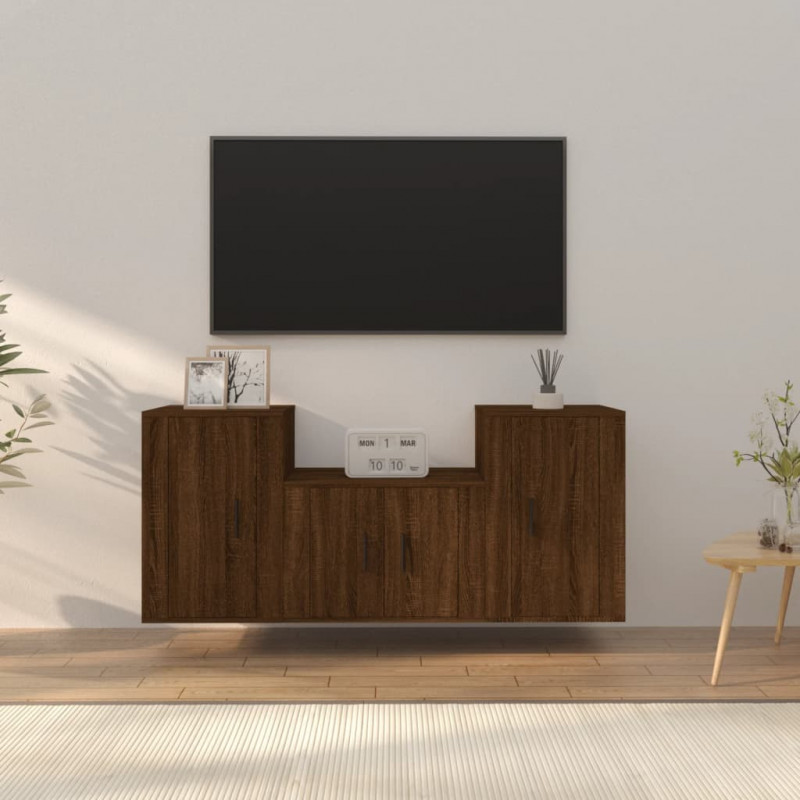 Zestaw 3 szafek TV, brązowy dąb, materiał drewnopochodny