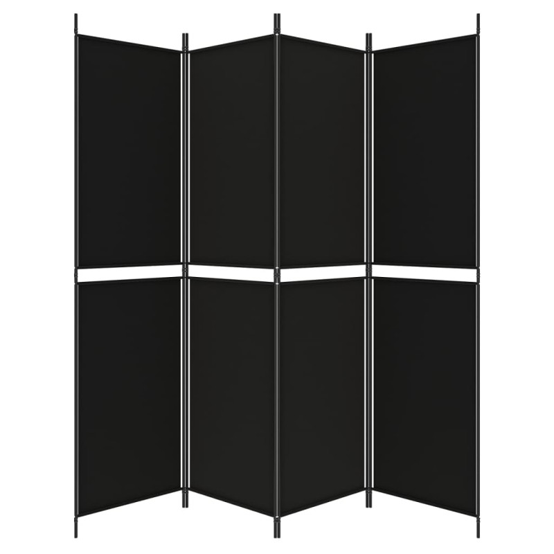 Parawan 4-panelowy, czarny, 200x200 cm, tkanina