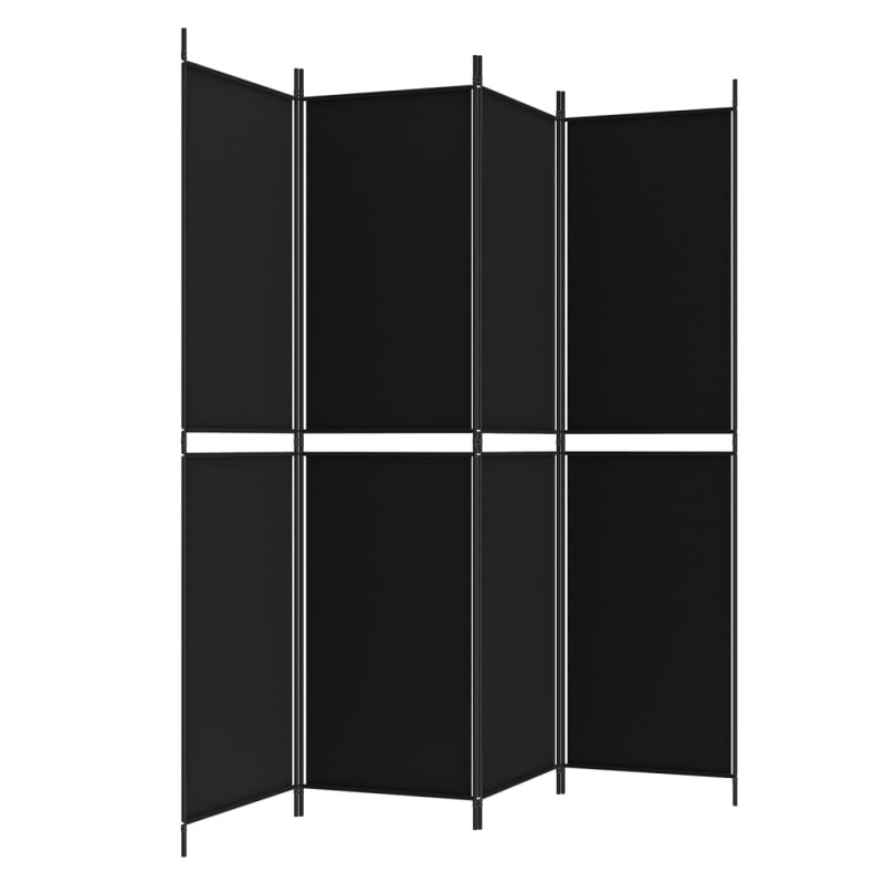 Parawan 4-panelowy, czarny, 200x200 cm, tkanina