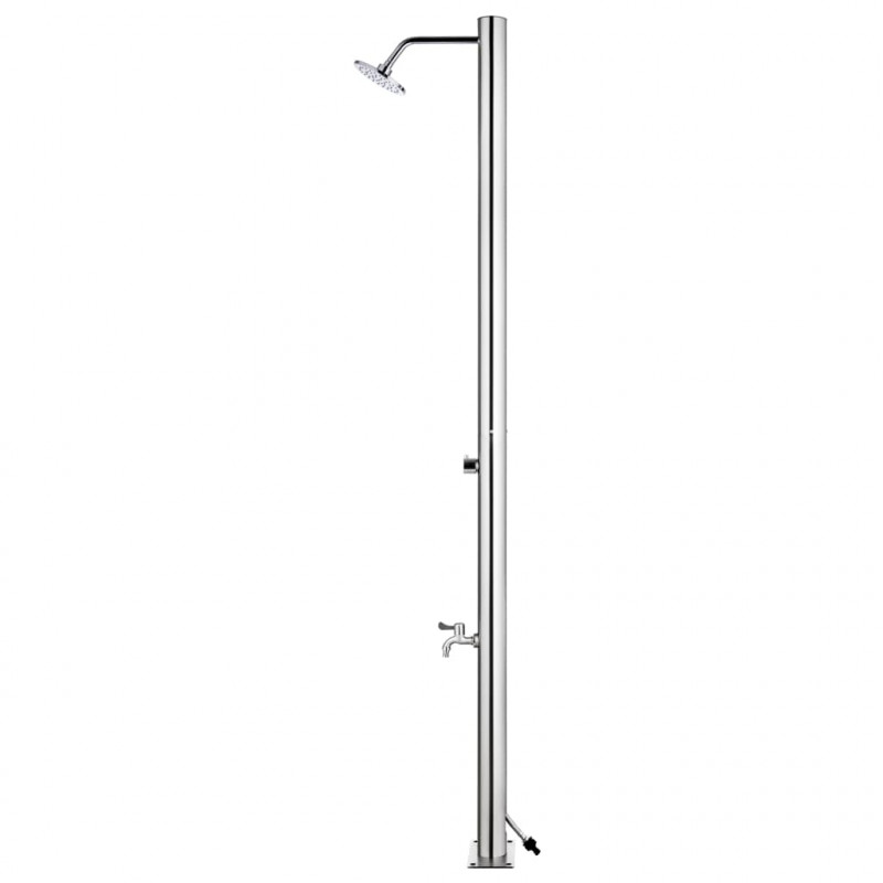 Prysznic ogrodowy z szarą podstawą, 220 cm, stal nierdzewna