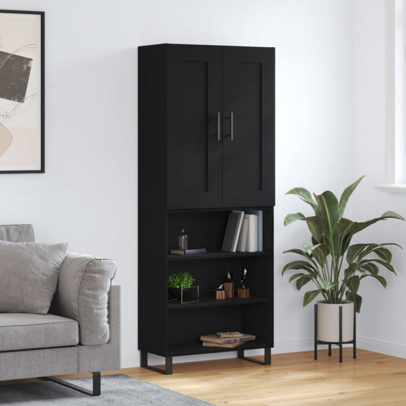 Witrynka, czarna, 69,5x34x180 cm, materiał drewnopochodny