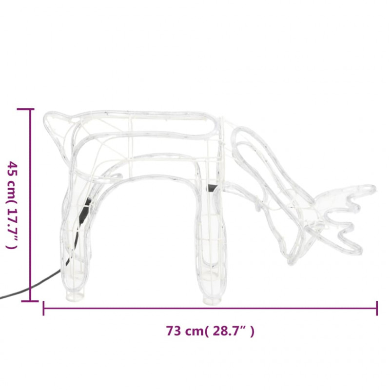 Renifery ozdobne z ciepłym białym LED, 2 szt., 73x31x45 cm