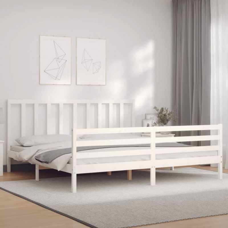 Łóżko bez materaca, białe, 200x200 cm, lite drewno sosnowe