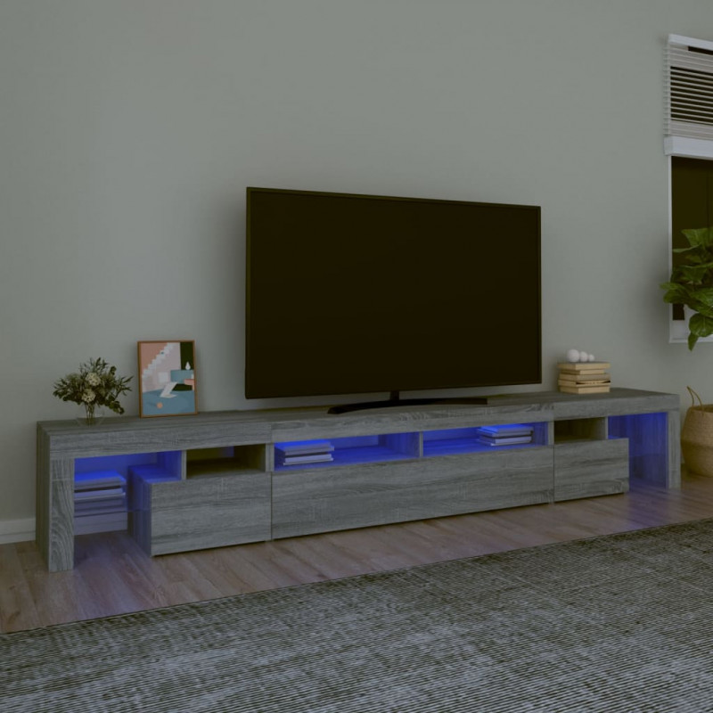Szafka pod TV z oświetleniem LED szary dąb sonoma 260x36,5x40cm