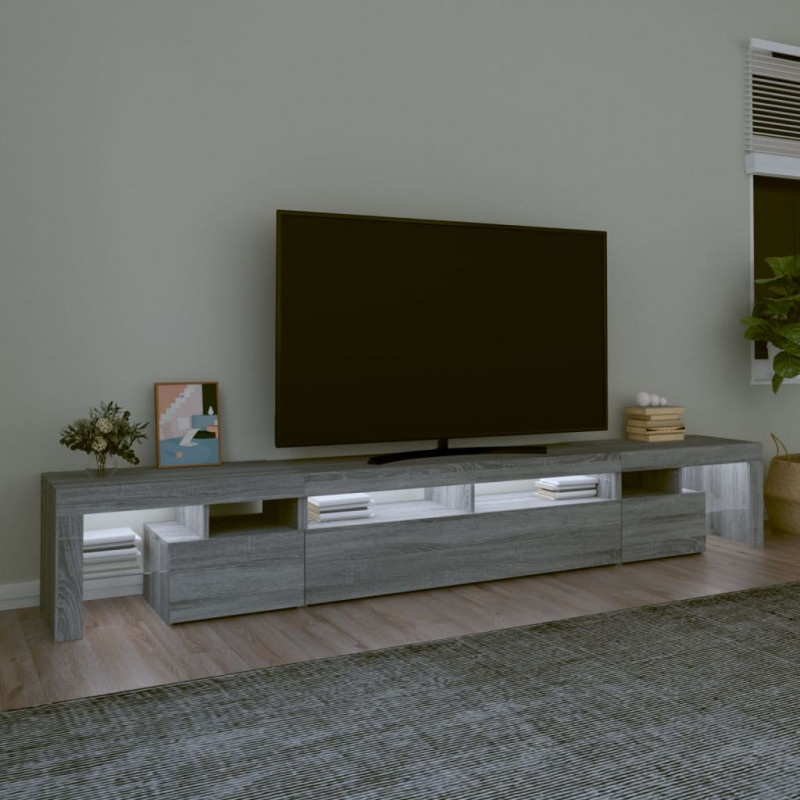 Szafka pod TV z oświetleniem LED szary dąb sonoma 260x36,5x40cm