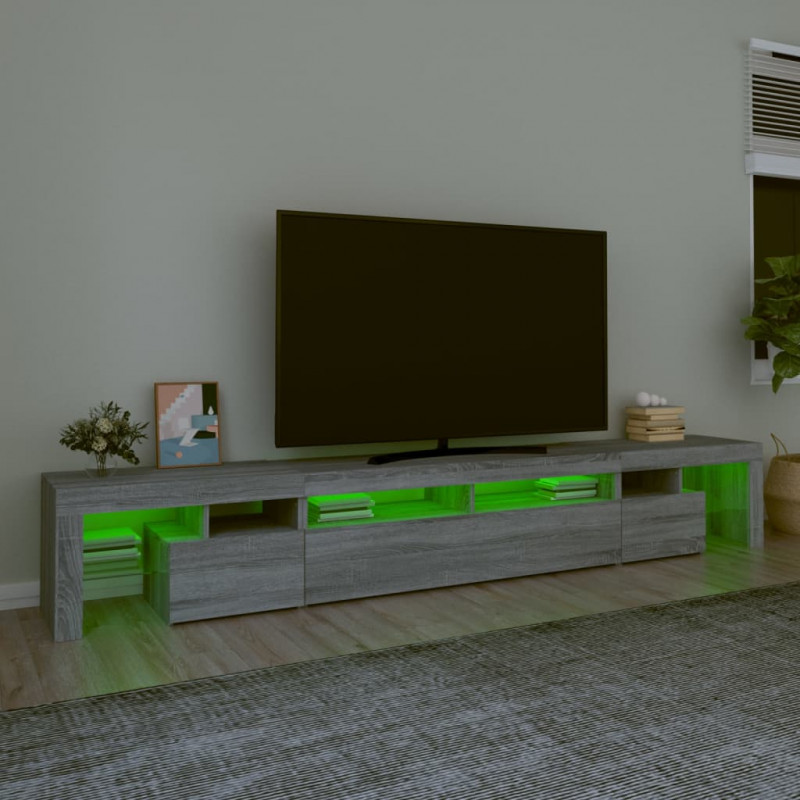 Szafka pod TV z oświetleniem LED szary dąb sonoma 260x36,5x40cm