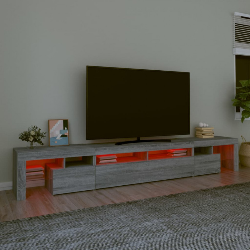 Szafka pod TV z oświetleniem LED szary dąb sonoma 260x36,5x40cm