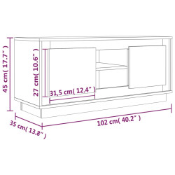 Szafka pod TV, wysoki połysk, biała, 102x35x45 cm