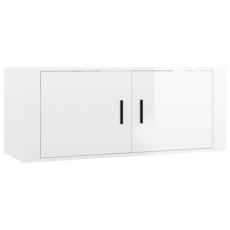 Wiszące szafki TV, 2 szt, białe z połyskiem, 100x34,5x40 cm