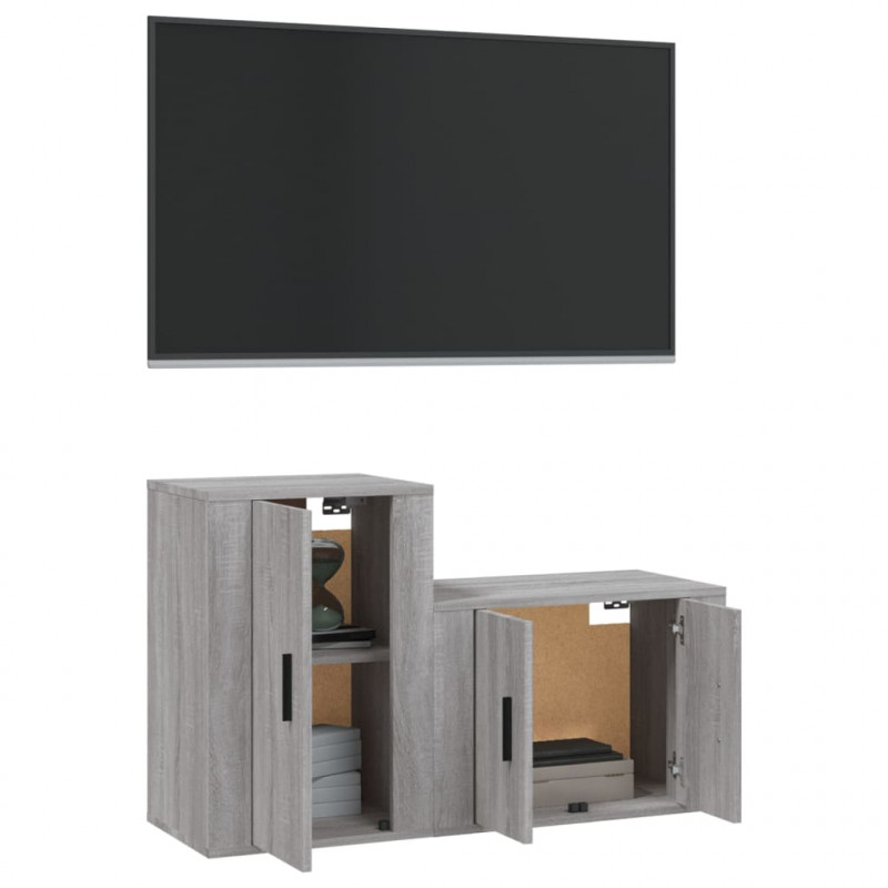 Zestaw 2 szafek pod TV, szary dąb sonoma