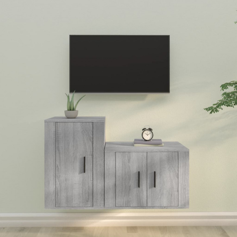 Zestaw 2 szafek pod TV, szary dąb sonoma