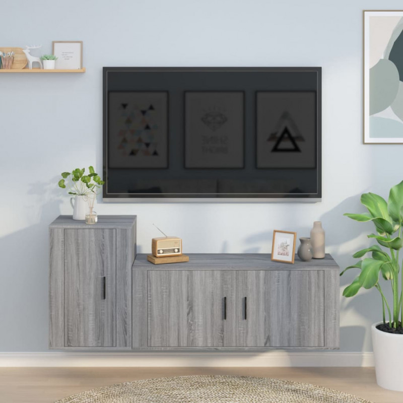 Zestaw 2 szafek pod TV, szary dąb sonoma
