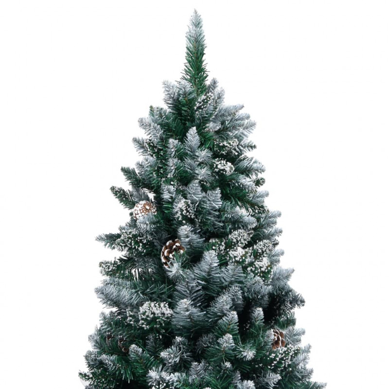 Sztuczna choinka z lampkami, bombkami i szyszkami, 240 cm