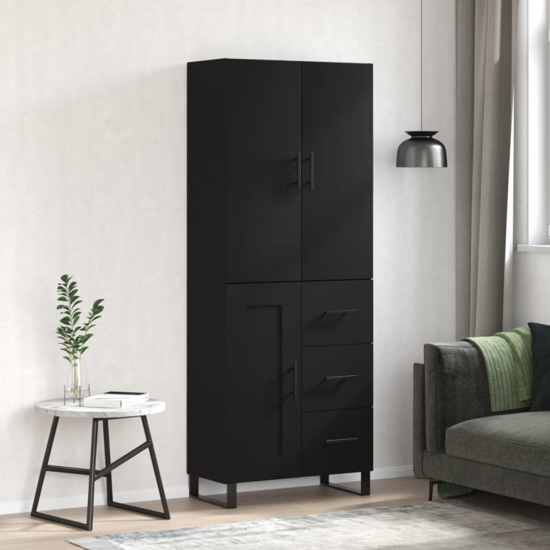 Witrynka, czarna, 69,5x34x180 cm, materiał drewnopochodny