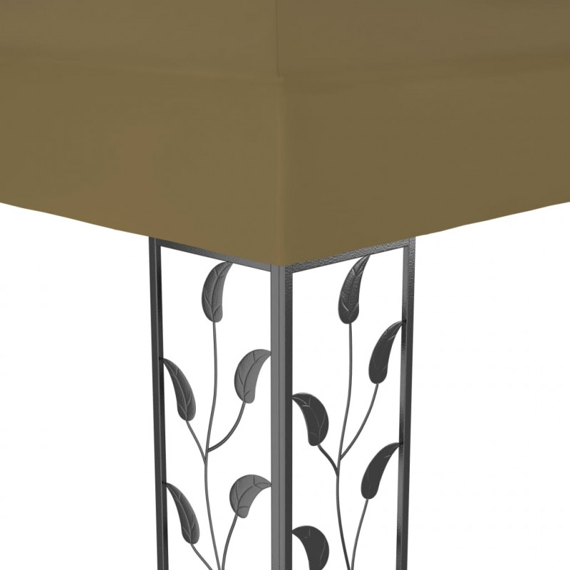 Altana z podwójnym dachem i sznurem lampek LED, 3x4 m, taupe