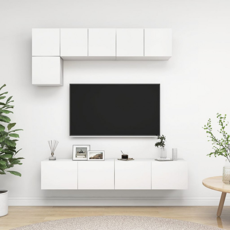 5-cz. zestaw szafek TV, biały, materiał drewnopochodny