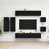 8-cz. zestaw szafek TV, czarny, materiał drewnopochodny