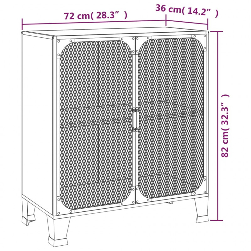 Szafki, 2 szt., rustykalny brąz, 72x36x82 cm, metal i MDF