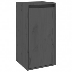 Szafki pod TV, 3 szt., szare, lite drewno sosnowe