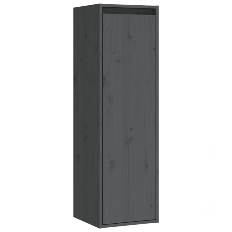 Szafki pod TV, 3 szt., szare, lite drewno sosnowe