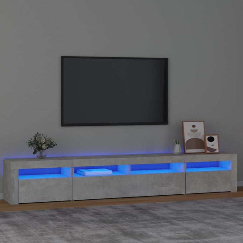 Szafka pod TV z oświetleniem LED, szarość betonu, 240x35x40 cm