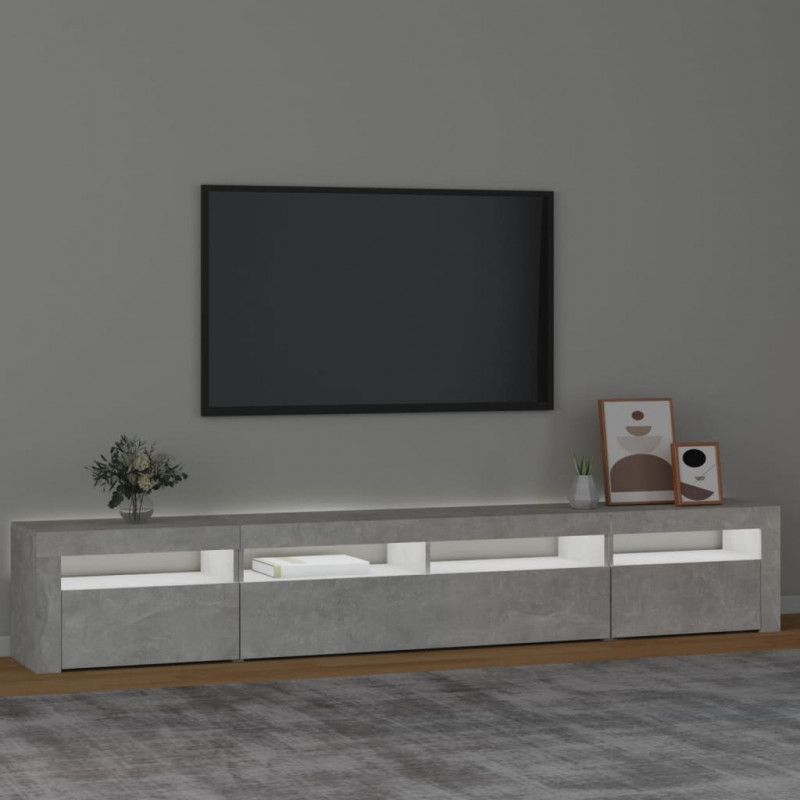 Szafka pod TV z oświetleniem LED, szarość betonu, 240x35x40 cm