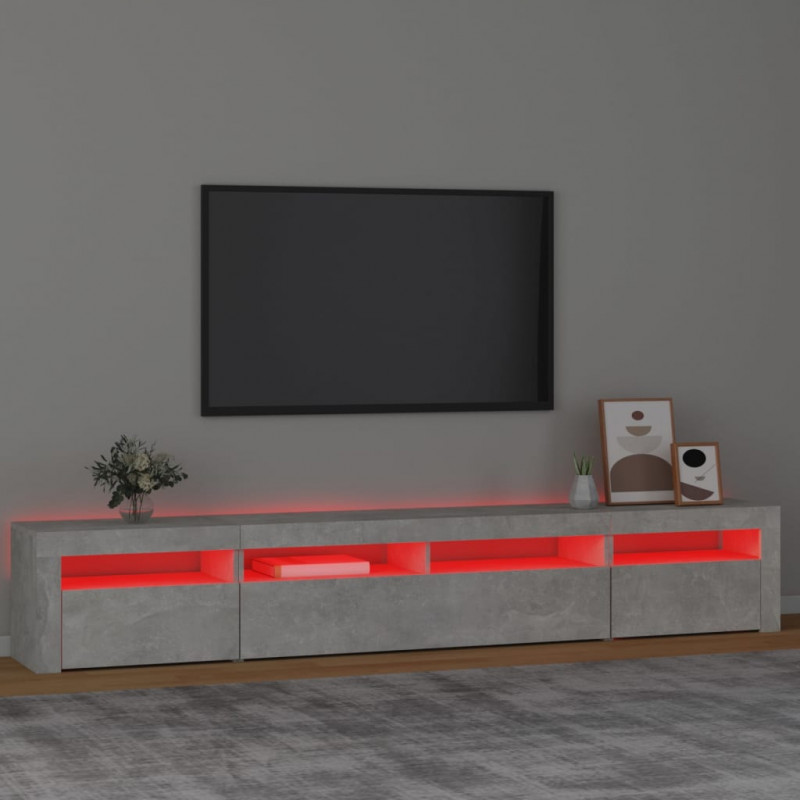 Szafka pod TV z oświetleniem LED, szarość betonu, 240x35x40 cm