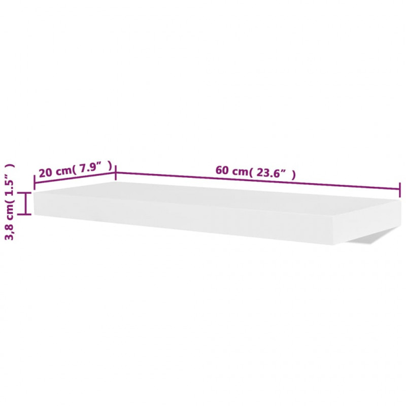 Półki ścienne, 4 szt., białe, 60 cm