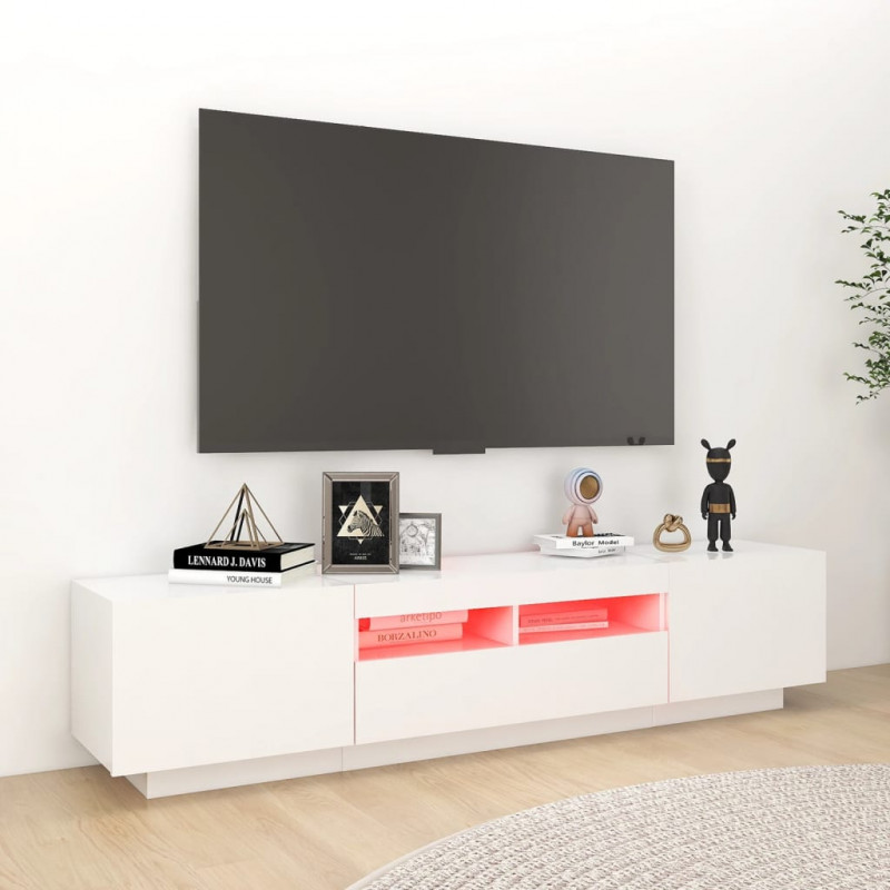 Szafka TV z oświetleniem LED, biała, 180x35x40 cm