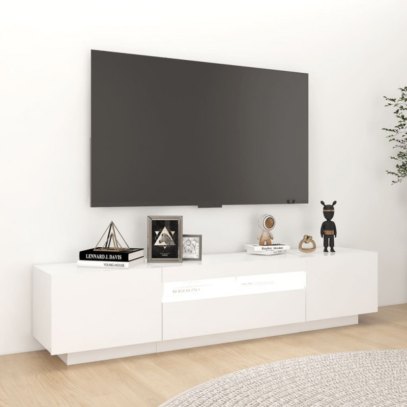 Szafka TV z oświetleniem LED, biała, 180x35x40 cm