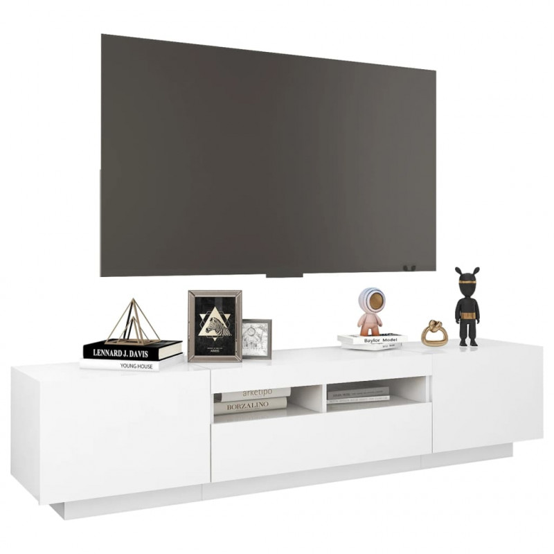 Szafka TV z oświetleniem LED, biała, 180x35x40 cm