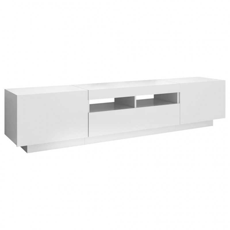 Szafka TV z oświetleniem LED, biała, 180x35x40 cm