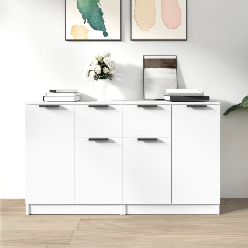 Komody, 2 szt., białe, 60x30x70 cm, materiał drewnopochodny