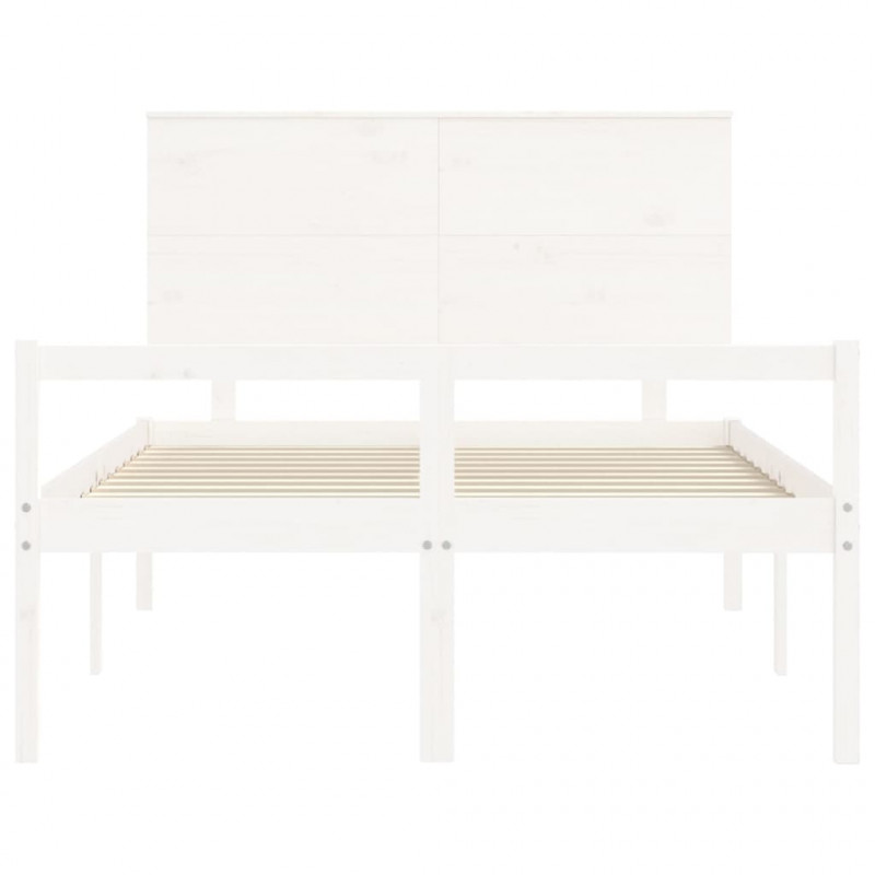 Łóżko dla seniora, z wezgłowiem, białe, 120x200 cm, lite drewno