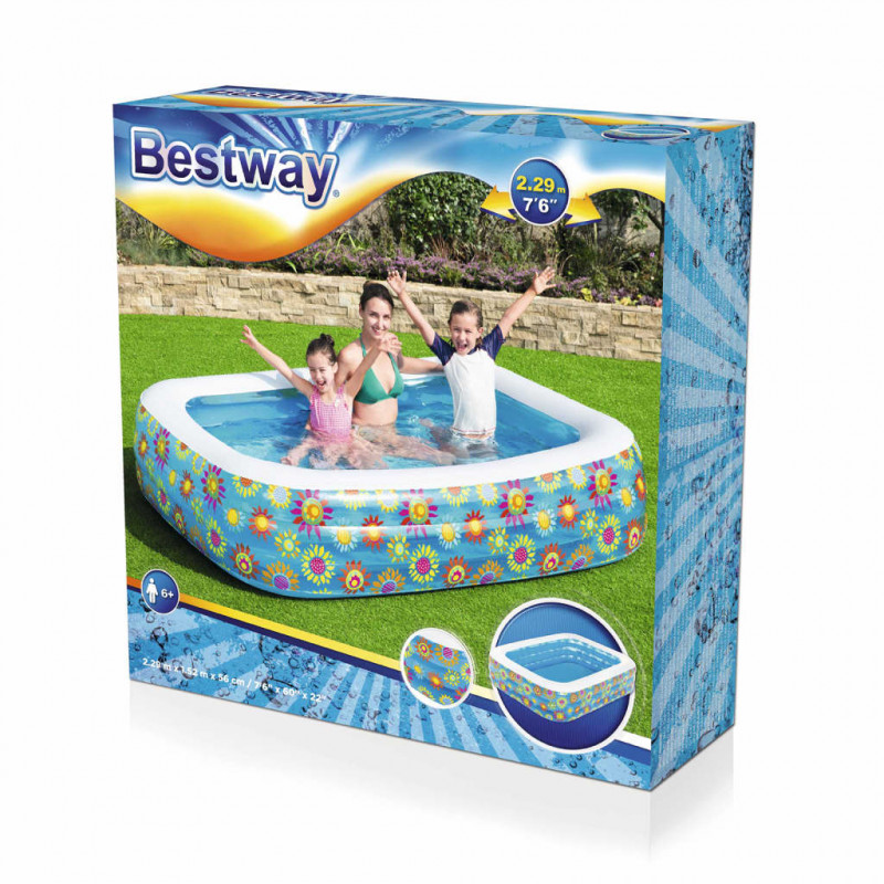 Bestway Nadmuchiwany basen dla dzieci, niebieski, 229x152x56 cm
