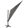 Parasol wiszący z lampkami LED i słupkiem, antracytowy, 300 cm