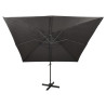 Parasol wiszący z lampkami LED i słupkiem, antracytowy, 300 cm
