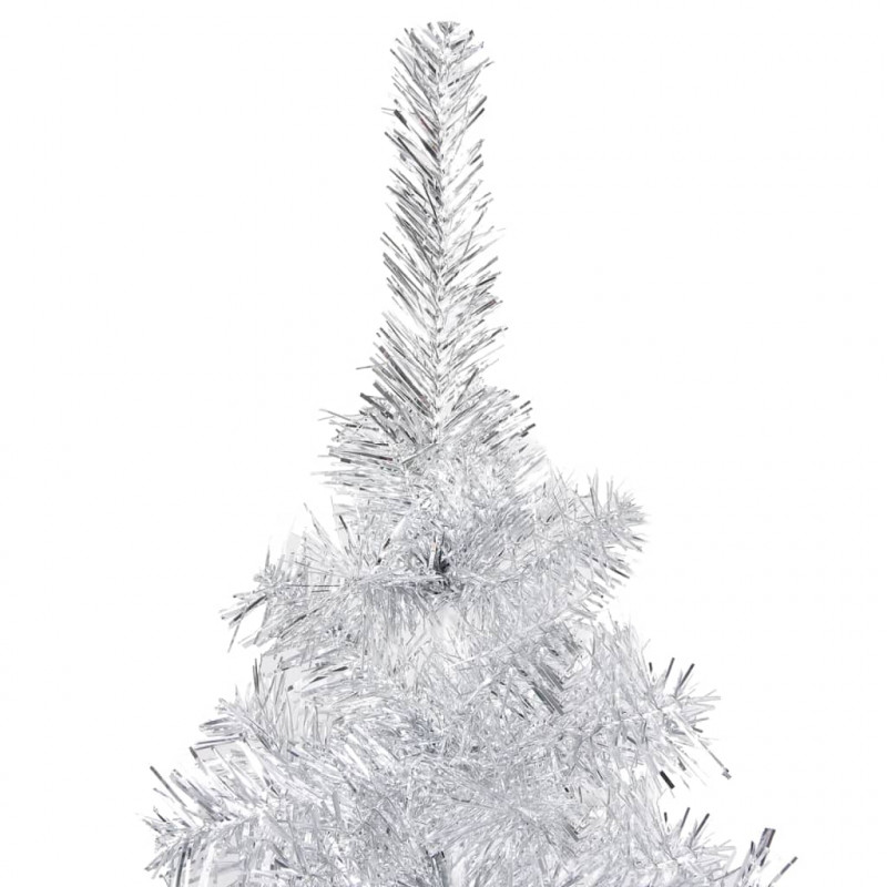 Sztuczna choinka z lampkami i bombkami, srebrna, 240 cm, PET