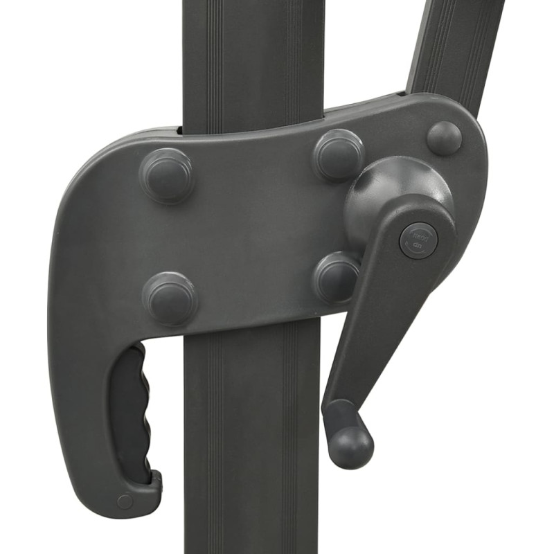 Parasol wiszący z lampkami LED i słupkiem, antracytowy, 300 cm