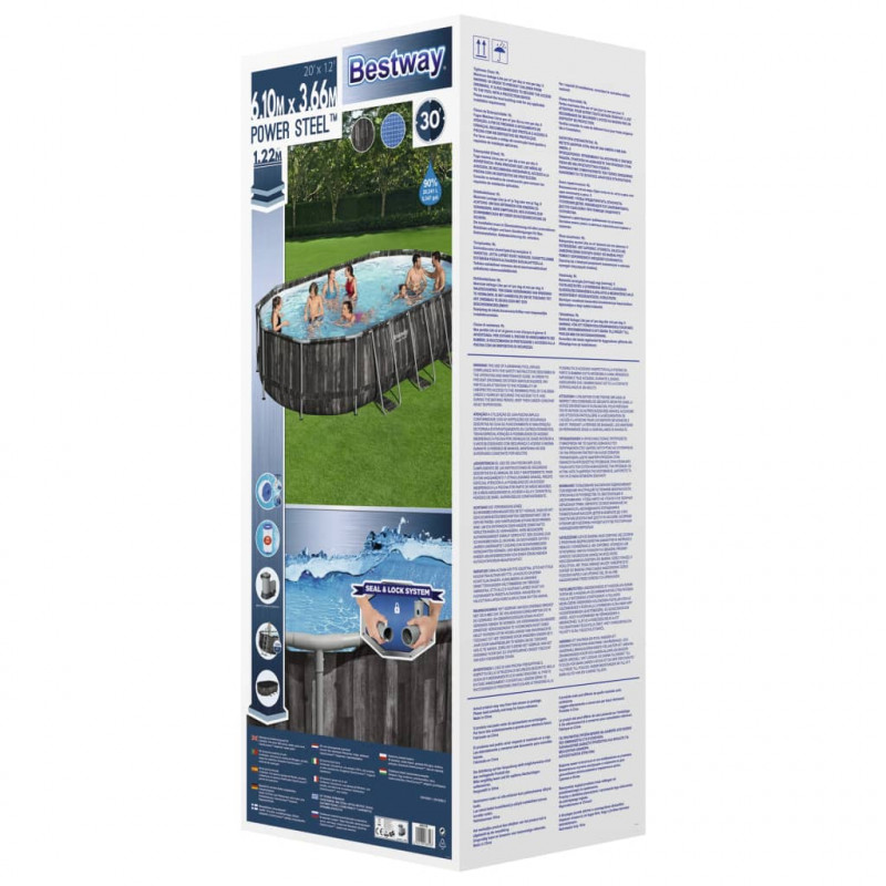 Bestway Basen Power Steel z akcesoriami, owalny, 488x305x107 cm