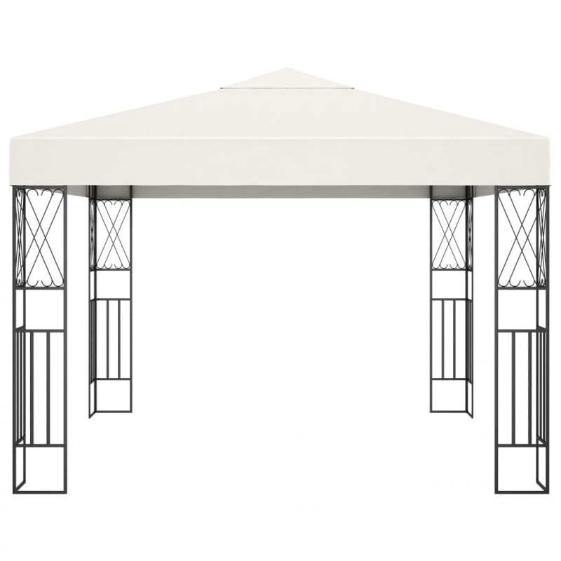 Altana ze sznurem lampek LED, 3x3 m, kremowa tkanina