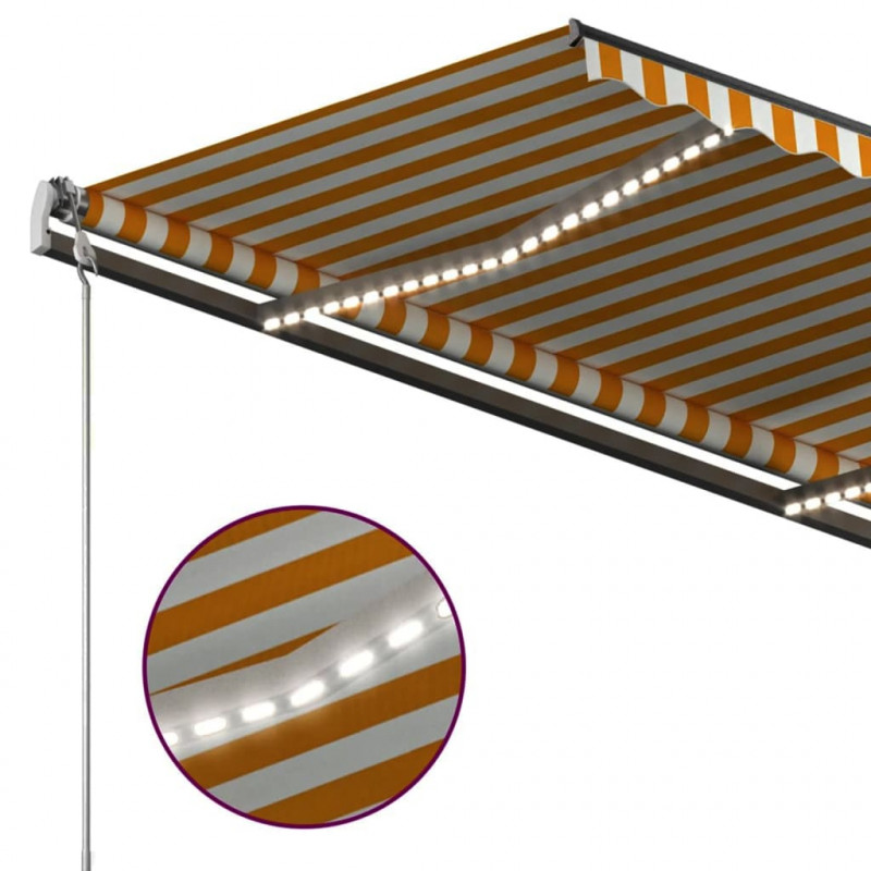 Automatycznie zwijana markiza, LED i czujnik wiatru, 4,5x3 m